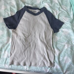 Brandy Melville Gray and Blue Raglan Tee